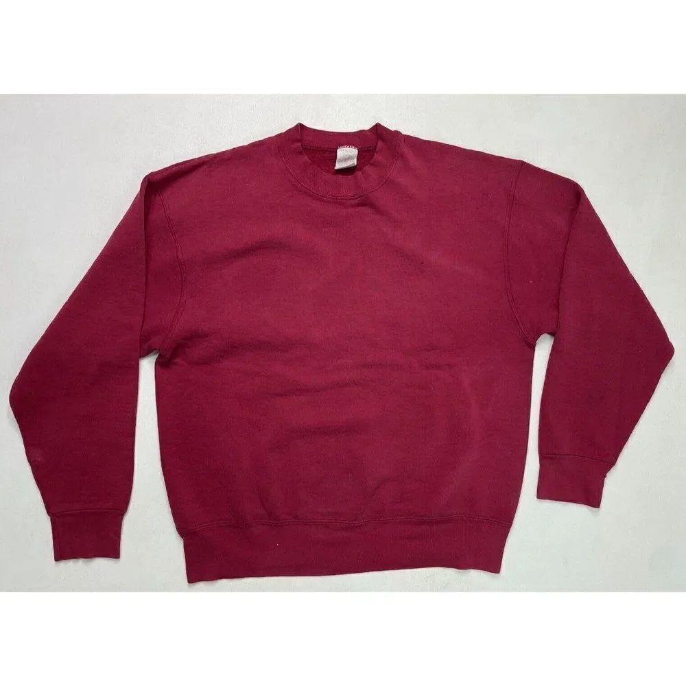 VINTAGE Munsingwear Blank Crewneck Sweatshirt Men Large Maroon Red 90s USA